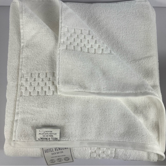 Hotel Vendome Bath Towel Set Luxury Cotton White 3 Pc Set Quick Dry Plush NEW - Picture 6 of 9